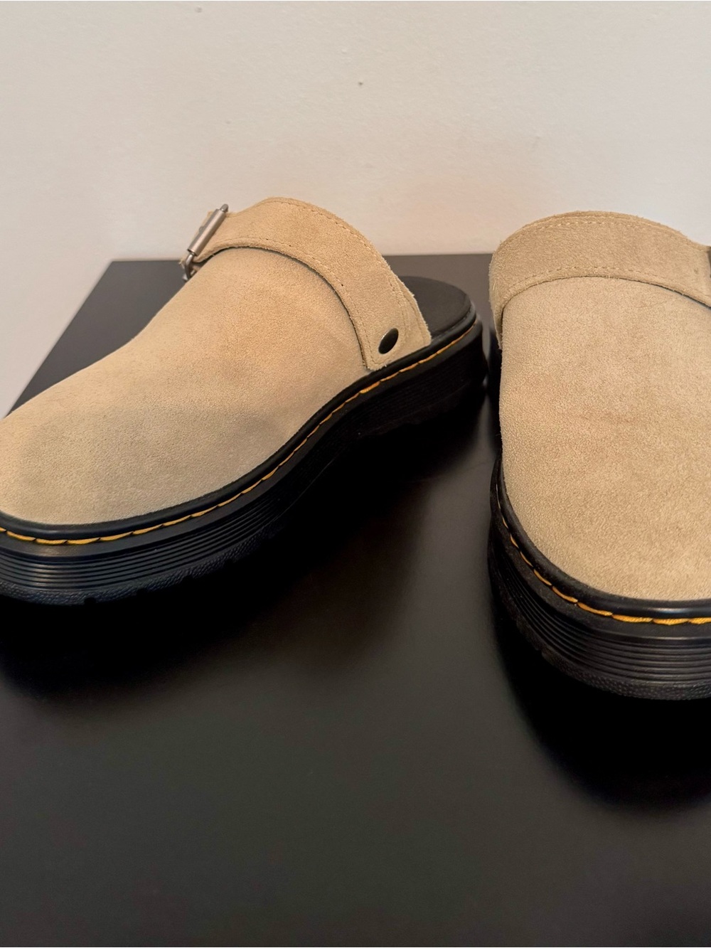Womens Dr. Martens Suede Clog Sandals in Beige - Picture 11 of 11